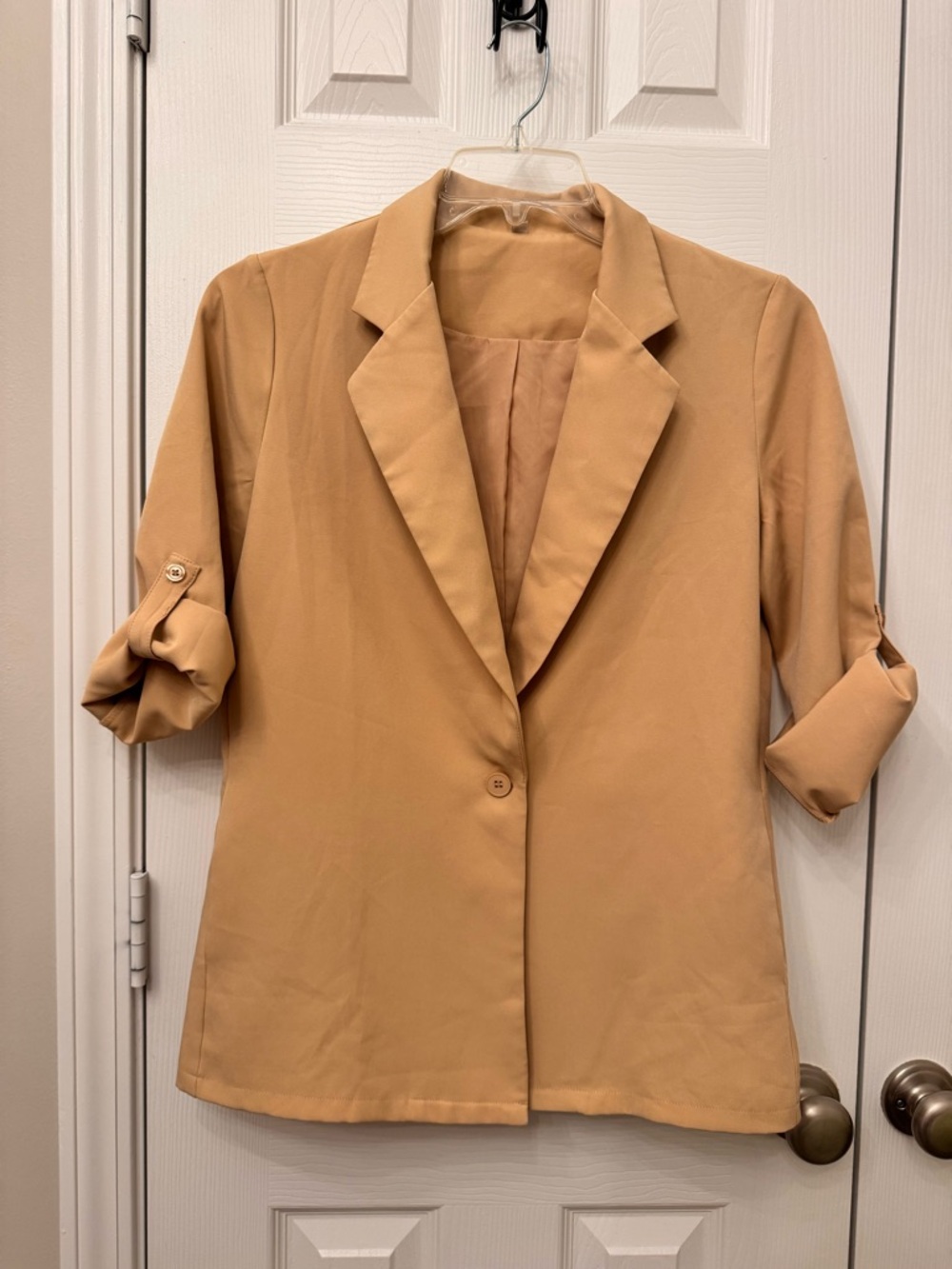 Women's Tan Lightweight Blazer Jacket